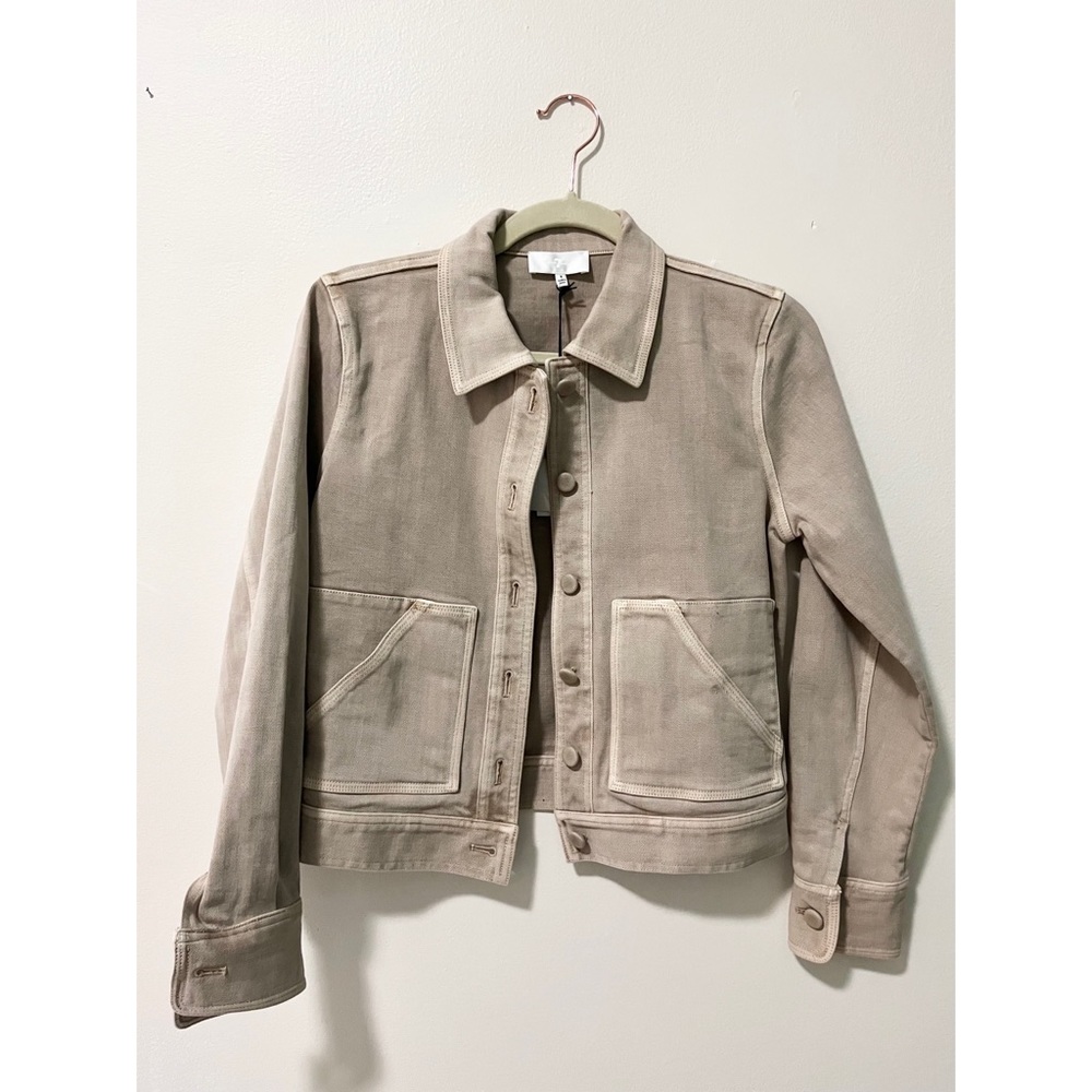 7 FOR ALL MANKIND Beige Classic Denim Jacket with Pockets (S) NWT